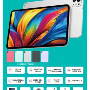 تبلت آکبند Telzeal مدل p201 | حافظه ۵۱۲ گیگ | رم ۱۲گیک| همراه ماوس و کیبورد و قلم و کیف و شارژر